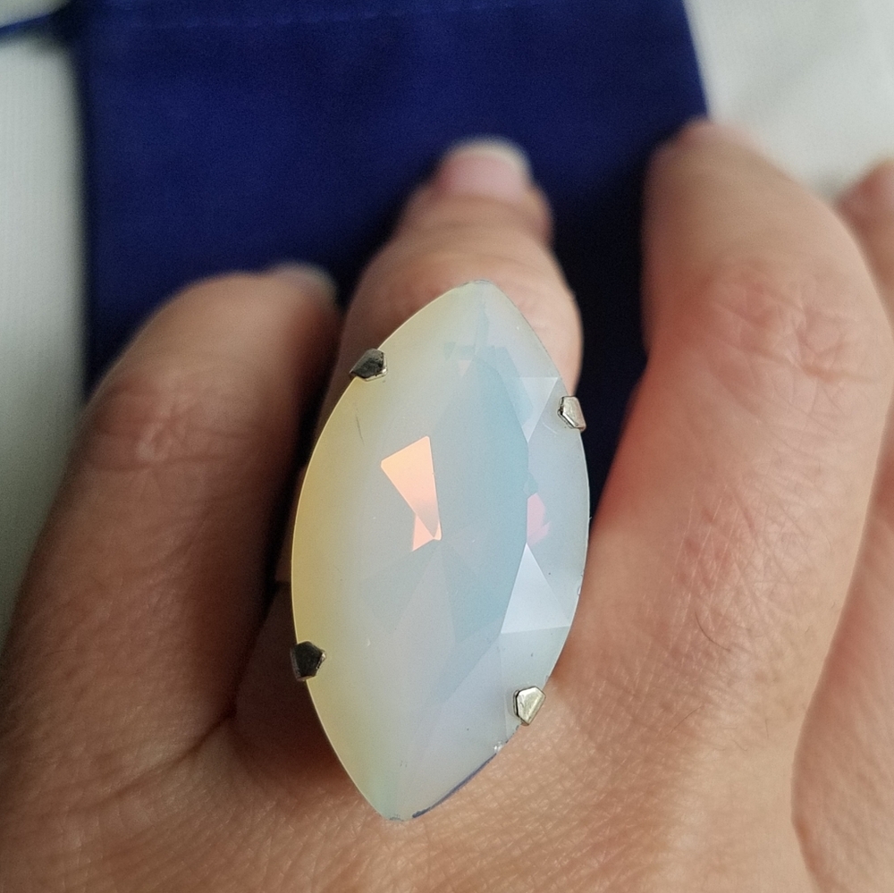 Swarovski Elements Huge Moonlight Marquis Statement Ring NWT